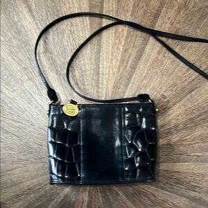 Vintage Brahmin Black Croc Embossed Crossbody